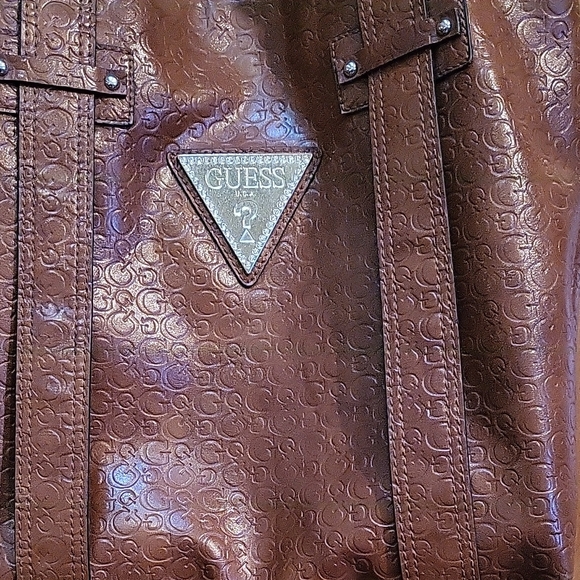 GUESS Embossed Brown Men's Backpack - Picture 1 of 4